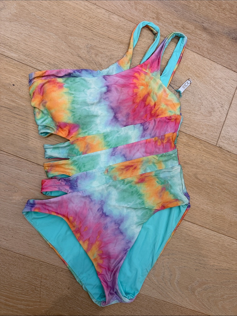 BECCA reversible! Multicolor Tie-Dye Cutout One-Piece Swimsuit